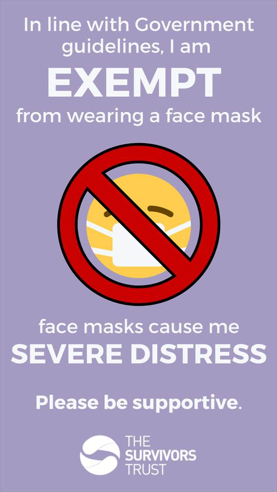 Tips from the Survivors Trust –  Face Masks and Covering