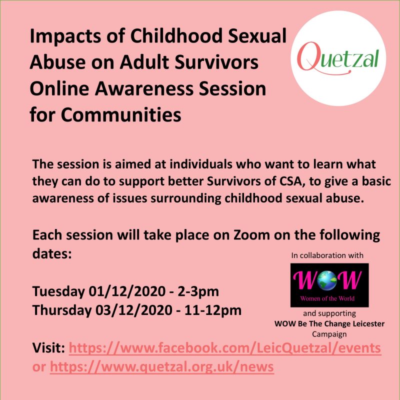 Attend Online Awareness Session about the impacts of childhood sexual abuse on adult survivors