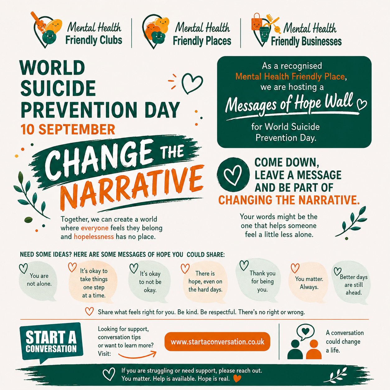 Share Messages of Hope for World Suicide Prevention Day